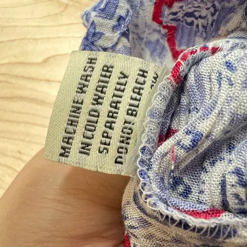 Sim & Sam Floral Print Cotton Maxi Dress Adjustable Straps Blue Size Small NWT