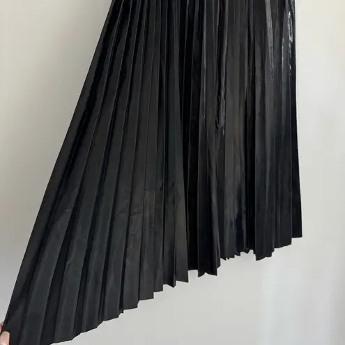 Endless Rose Faux Leather Pleated Midi Skirt in Black