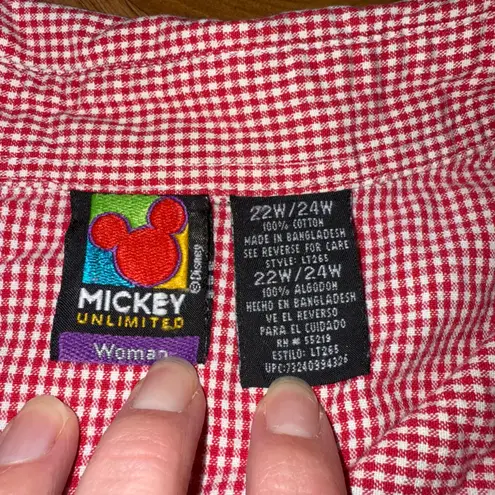 Disney Mickey Unlimited Red Gingham Sleeveless vacation picnic Women 22W 24W