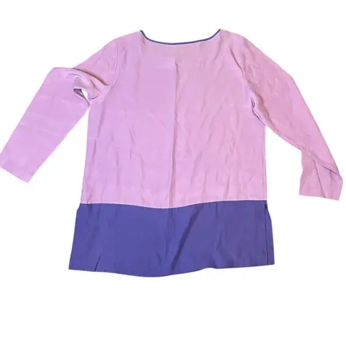 Neiman Marcus 100% Silk Purple Two Tone Color Block Tunic Top M
