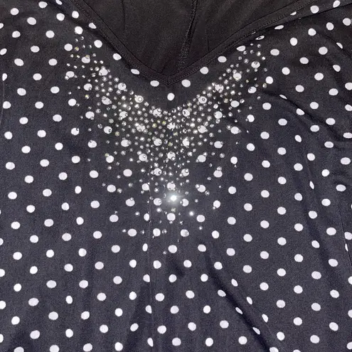 Black and White Polka Dot Sheer Top blouse y2k size medium