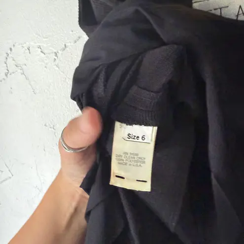 STAL Vintage Black Midi Dress 6 Pleated Skirt Beaded Hem Gold Coin Detail USA