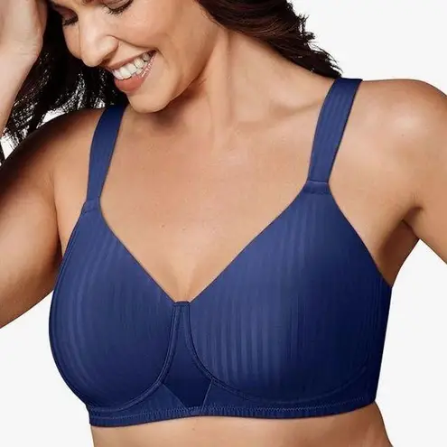 PLAYTEX Secrets Perfectly Smooth Full Coverage Wireless Bra Size 42DD Blue Satin