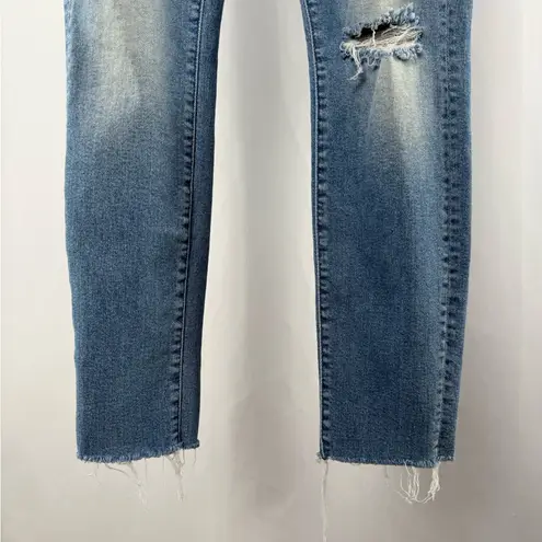 MOTHER Looker Ankle Fray Skinny Jeans in Love Gun Blue Size 25