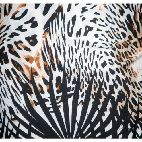 Kate & Mallory Ladies Wrap Blouse Top Size L Animal Print Belted V-Neck Stretch