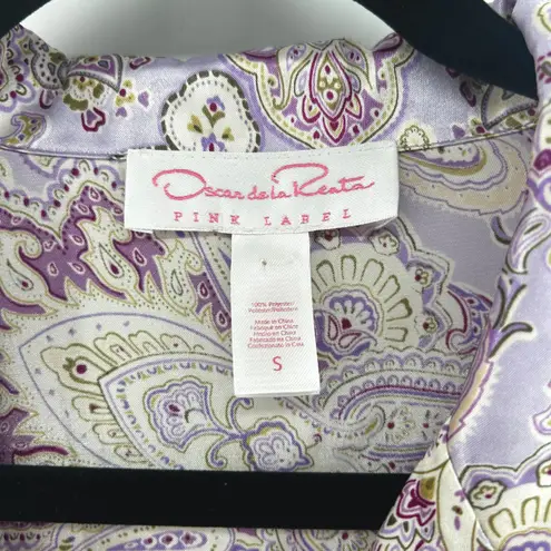 Oscar de la Renta VTG Pink Label Pajama Top Long Sleeve Paisley Sleepwear