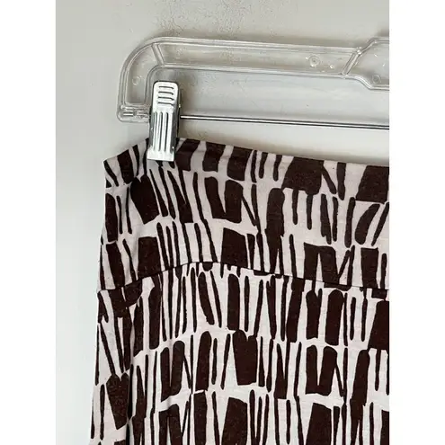 Krimson Klover Brown And Ivory Geometric Print Jersey Knit Midi Skirt M Size M