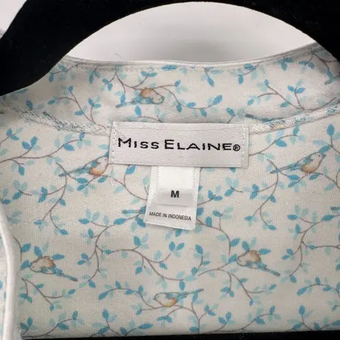 Miss Elaine Blue Jay Full Zip Robe Gown Womens Medium White Blue Cotton Blend