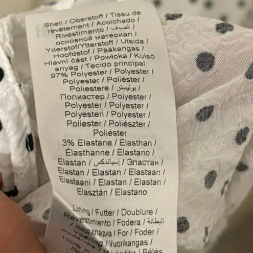 ICHI White Black Polka Dot Ruffle Ixaugustina Midi Dress Size 36 US 4