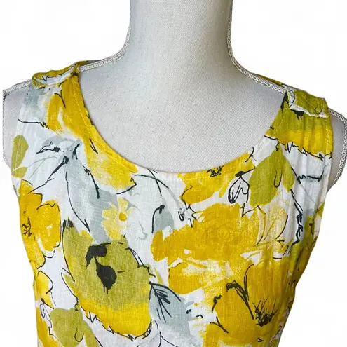 Valentina Naldi Floral Yellow Dress Sleeveless dress line Made In Italy Medium