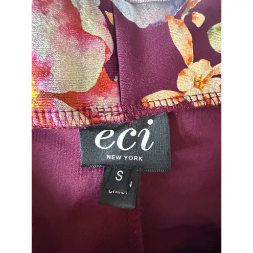 ECI Floral Pencil Skirt Elegant Career Party Maroon Print S