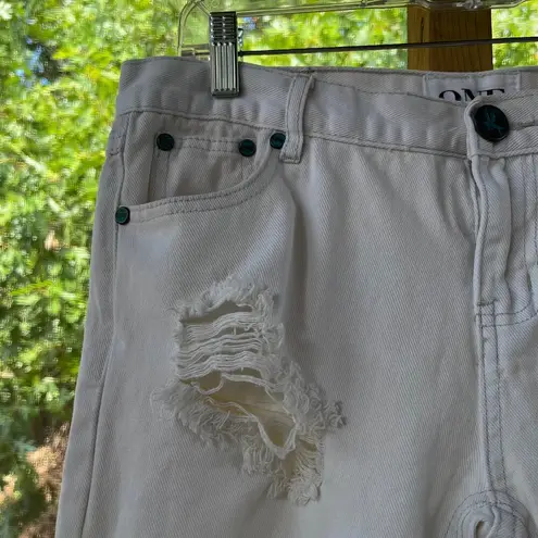 One Teaspoon  Awesome Baggies Jeans White Distressed Size 29