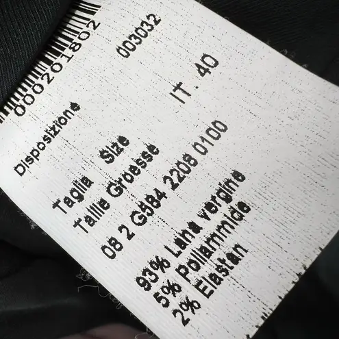 Piazza Sempione Cropped Jacket Black Ruffled Mirror Wool Blend IT 40 / US 4