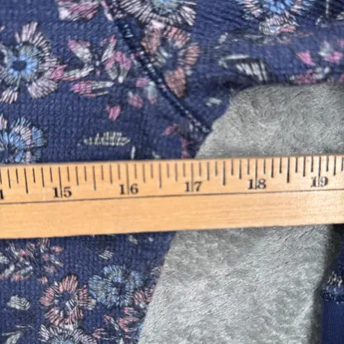 Sundance Top M Petite Navy Floral Thermal Waffle Boho Cottagecore Cozy Layer