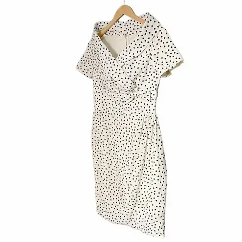 Unique Vintage Dress Portrait Collar Cream With Black Polka Dots Size Medium