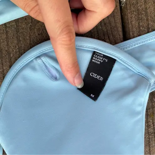 Cider Sky Blue Sexy High Cut Cheeky Thong Bikini Set Medium