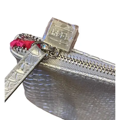 Rodan + Fields Wristlet Silver Pouch Faux Snakeskin Cosmetic Travel Case Small