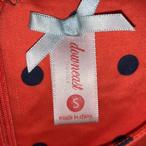 Downeast Basics orange polka dot midi office swing dress