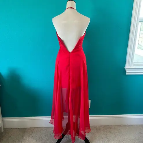 Mac Duggal 65126 Cherry Red Gala Prom Gown Dress Formal Elegant Beaded Size 0