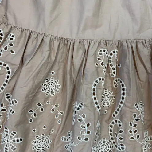 Moon River Beige Eyelet Ruffle Hem Midi Skirt Womens Medium Summer