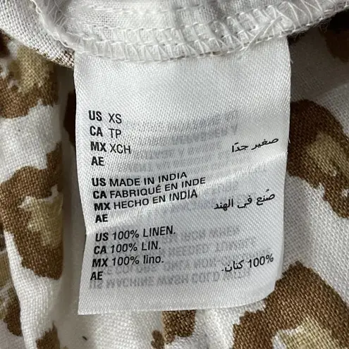 Charter Club X-Small Linen Pants Leopard Print Tapered Leg Pockets Elastic Waist