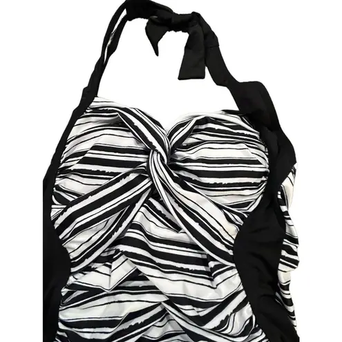Dolfin One Piece Swimsuit Black White Women's Size 8 NWT Halter