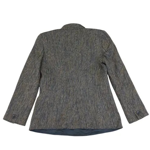 Armani Collezioni Tweed Wool Blend Blazer Jacket Womens 6 Military Academia