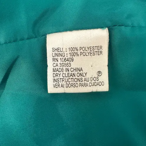 Tahari Arthur S. Levine Teal Green Button Front Blazer Womens 6 Classic Career