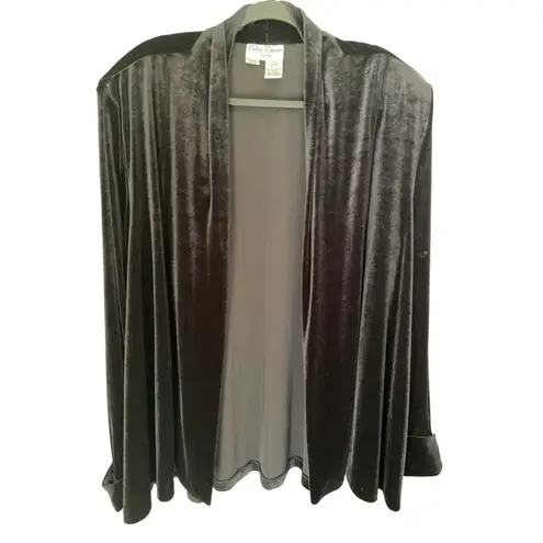 Betsy Lauren Woman Black Velvet Open Front Blazer Jacket 24W Plus Size Cardigan