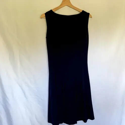 Susan Graver navy blue knee length dress sleeveless summer sundress women's XS