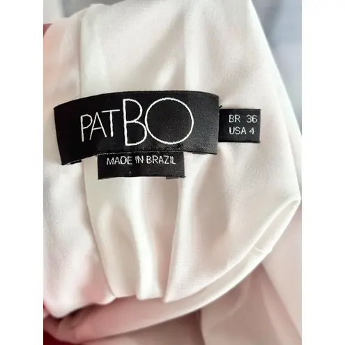 PatBO Leaves Ruffle Asymmetrical Midi Slip Dress Coral Red Women's Size US 4