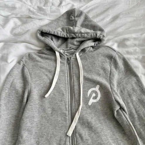 Peloton Unisex Full Zip Logo Hoodie Sweatshirt Gray Size S