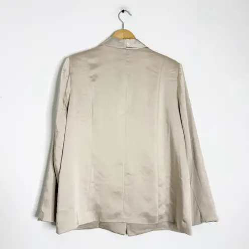 Drew Anthropologie Satin One-Button Blazer Jacket - Beige/Taupe Size Large