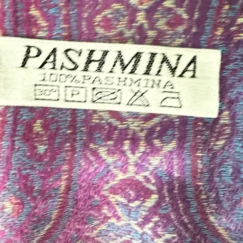 Pashmina Pashima Vibrant Multicolor Fringe Scarf Long 100% Pashima