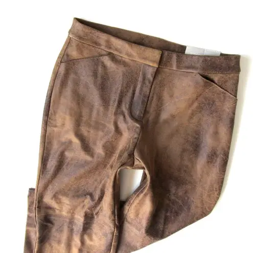 Chico's NWT  Faux Suede Wide Crop in Worn Luggage Brown Stretch Pants 0 / 4