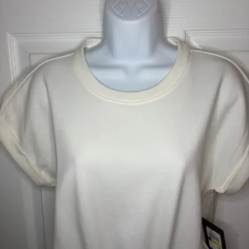 Andrew Marc Crew Neck Drawstring Cotton Blend Minidress Sweatshirt Dress M NWT