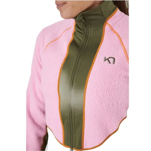 KARI TRAA Ragnhild Full Zip Midlayer Jacket – Size S, Prism Pink / Olive