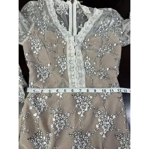 Bronx and Banco White Lace Floral Illusion Midi Dress Fits S Ethereal Elegance