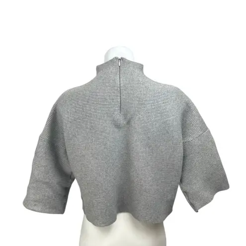 Few Moda Women's Gray Ribbed Knit Turtleneck Short Sleeve Crop Sweater Top Sz M
