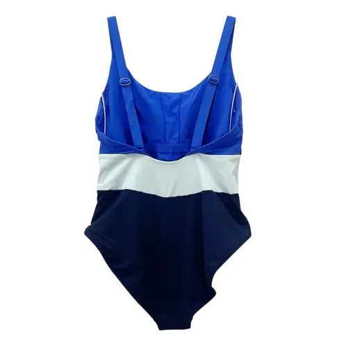 Athleta  Coastline One Piece Swimsuit Cerulean Blue Colorblock Size Large Swim