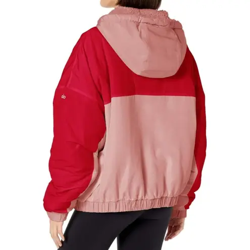 Alo Yoga Alo Duality Reversible Sherpa Jacket Pale Mauve Scarlet Fuzzy Teddy Red Blush S