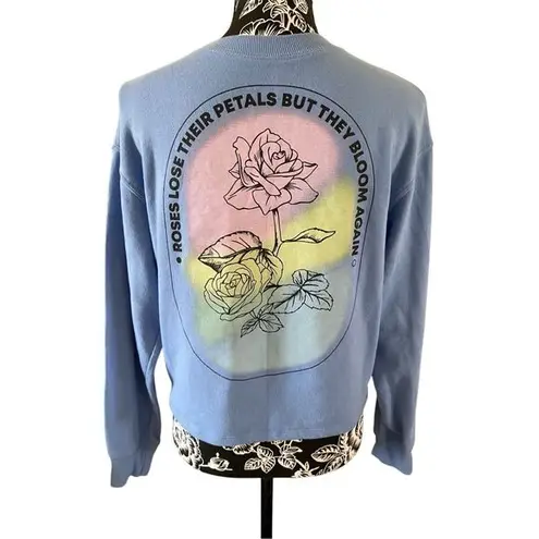 Zoe & Liv Rose Cropped Crewneck Sweatshirt Floral Casual School Colorful