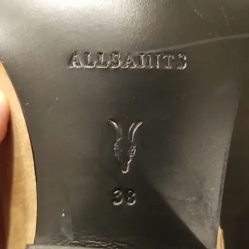 ALLSAINTS ππ Layla Suede Fringe Boots ~ Cognac Sand Brown ~ 38 NWT (No Box)