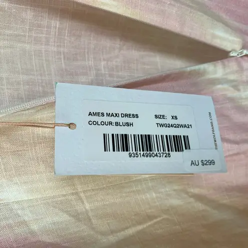 NWT The Wolf Gang Ames Keyhole Linen Blend Maxi Dress Blush Pink Size XS