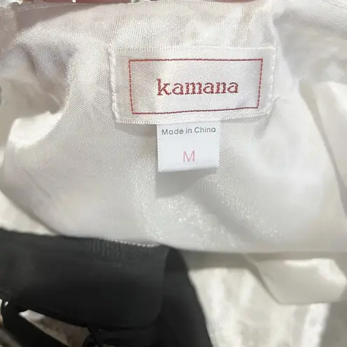 Kamana Butterfly Lace Sleeveless Tunic Blouse Lace Up Neck White Black Size M Size M