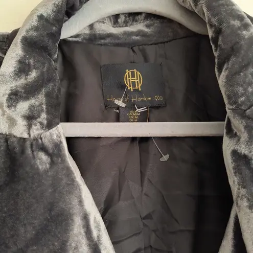 House Of Harlow 1960 Women's Silver Gray Velvet Double Breasted Blazer Medium