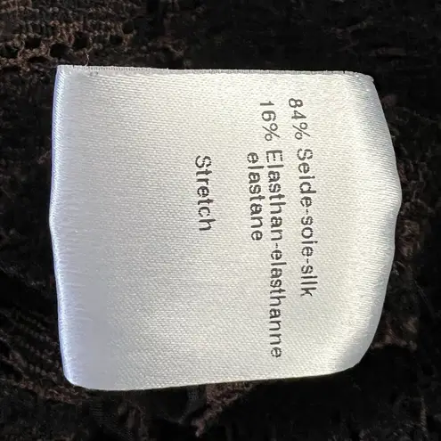 Akris Brown Silk Blend Long Sleeve Leaves Knit Crochet Shift Dress