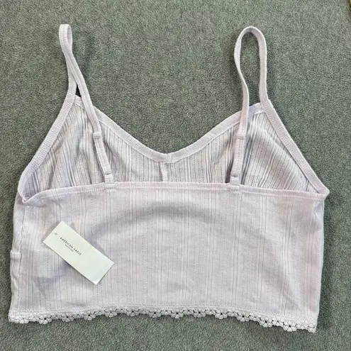 American Eagle  Lace Trim Bralette Size Medium Light Purple Knit Comfort New