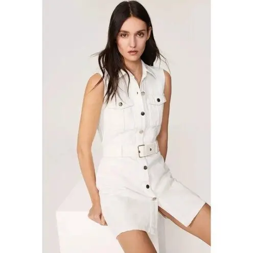 Area Stars Dress Women's Small White Denim Shirt Collared Snap Button Mini