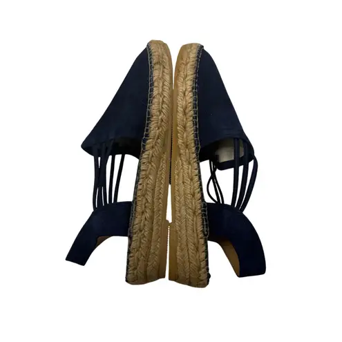 Toni Pons Navy Suede Espadrille Sandals Size 8 Slingback Jute Platform Spain Blue